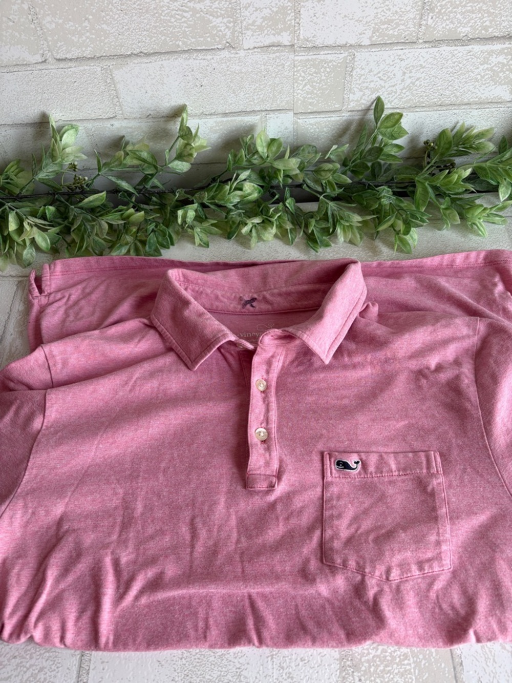 Vineyard Vines Men's Heather Pink Pocket Polo men’s large